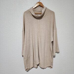 Pure J.Jill Women's Sweater Cowl Neck Size XL Cream Minimalist With Pockets